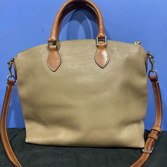 Dooney & Bourke Pebbled Leather DILLEN Double Pocket Satchel Handbag Beige - Picture 3 of 7
